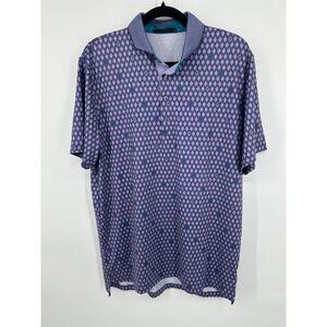Greyson Polo Shirt Mens M Blue Jack National Golf Course Diamond Geometric AOP